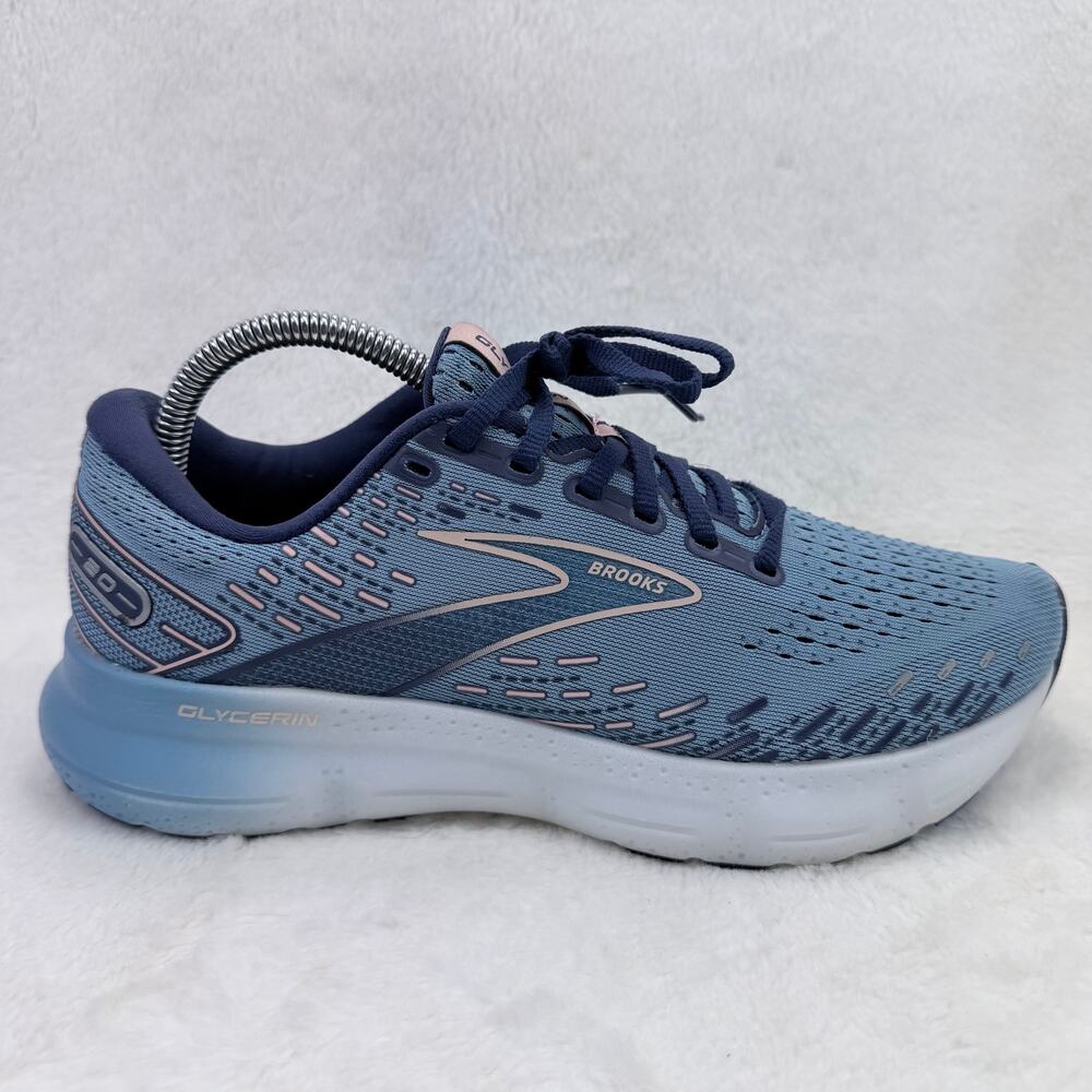 Brooks Glycerin 20 Womens Running Shoes Blissful Blue Peach White Size 9.5 Shoes